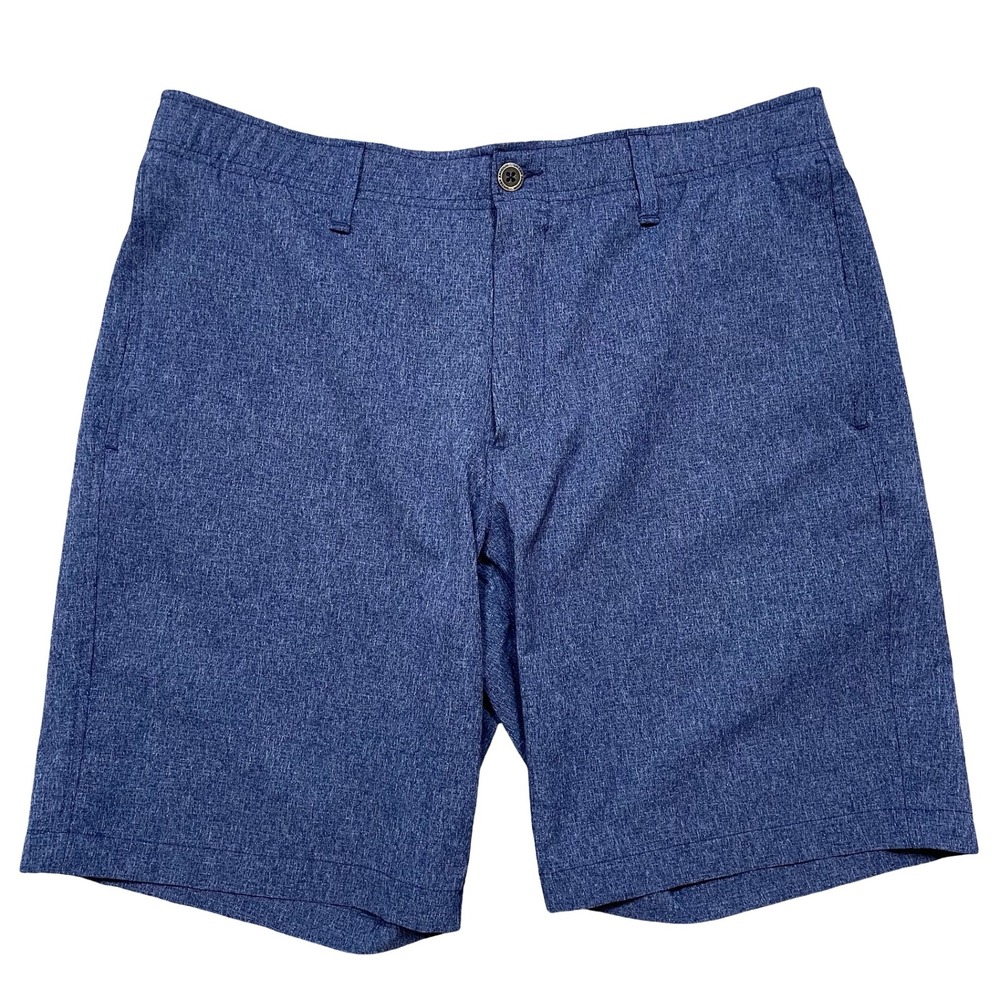 Under Armour Mens Blue Vented Performance Gold Shorts‎ 36" Stretch Flat Front